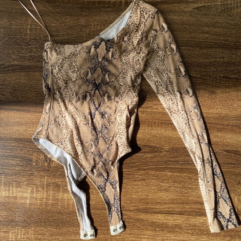One Shoulder Snackskin Bodysuit